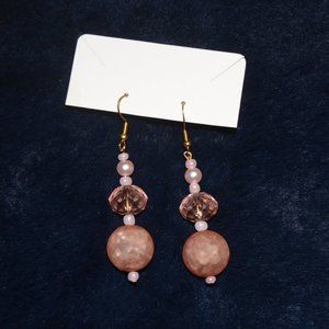 Coral Colored Faceted Beaded Hanging Earrings